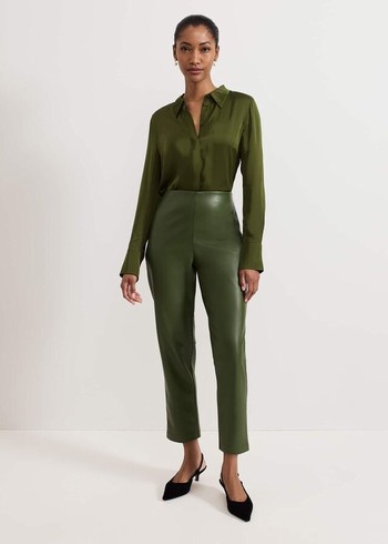 Phase Eight Mya Pu Crop Trousers Green Canada | RPOILF-945